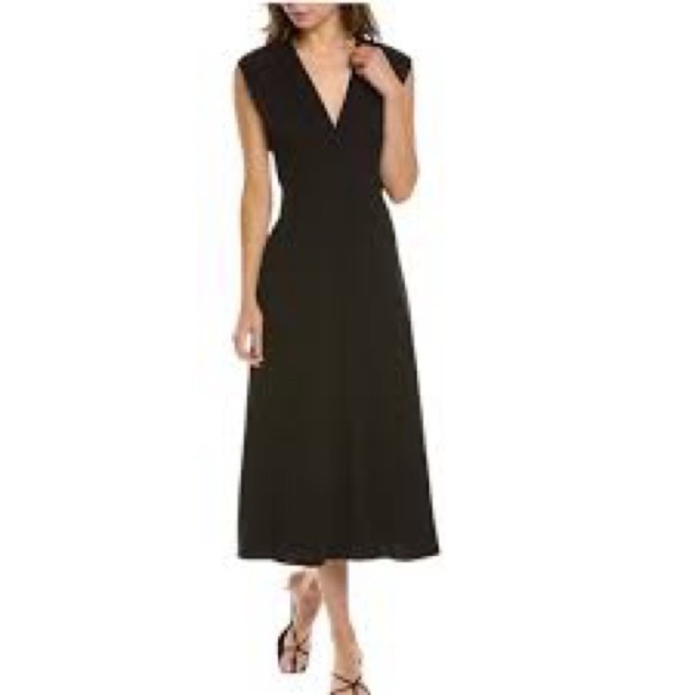 NWOT A.L.C. Amelie Black Cotton V-Neck Lace-Up Back Midi Dress Women’s Sz 8 - Picture 3 of 10